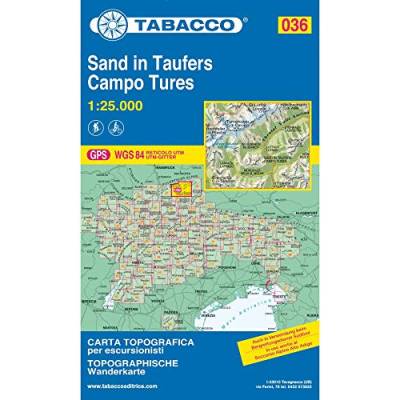 Sand in Taufers: Wanderkarte Tabacco 036. 1:25000: GPS. UTM-Gitter (Carte topografiche per escursionisti, Band 36) von Tabacco editrice